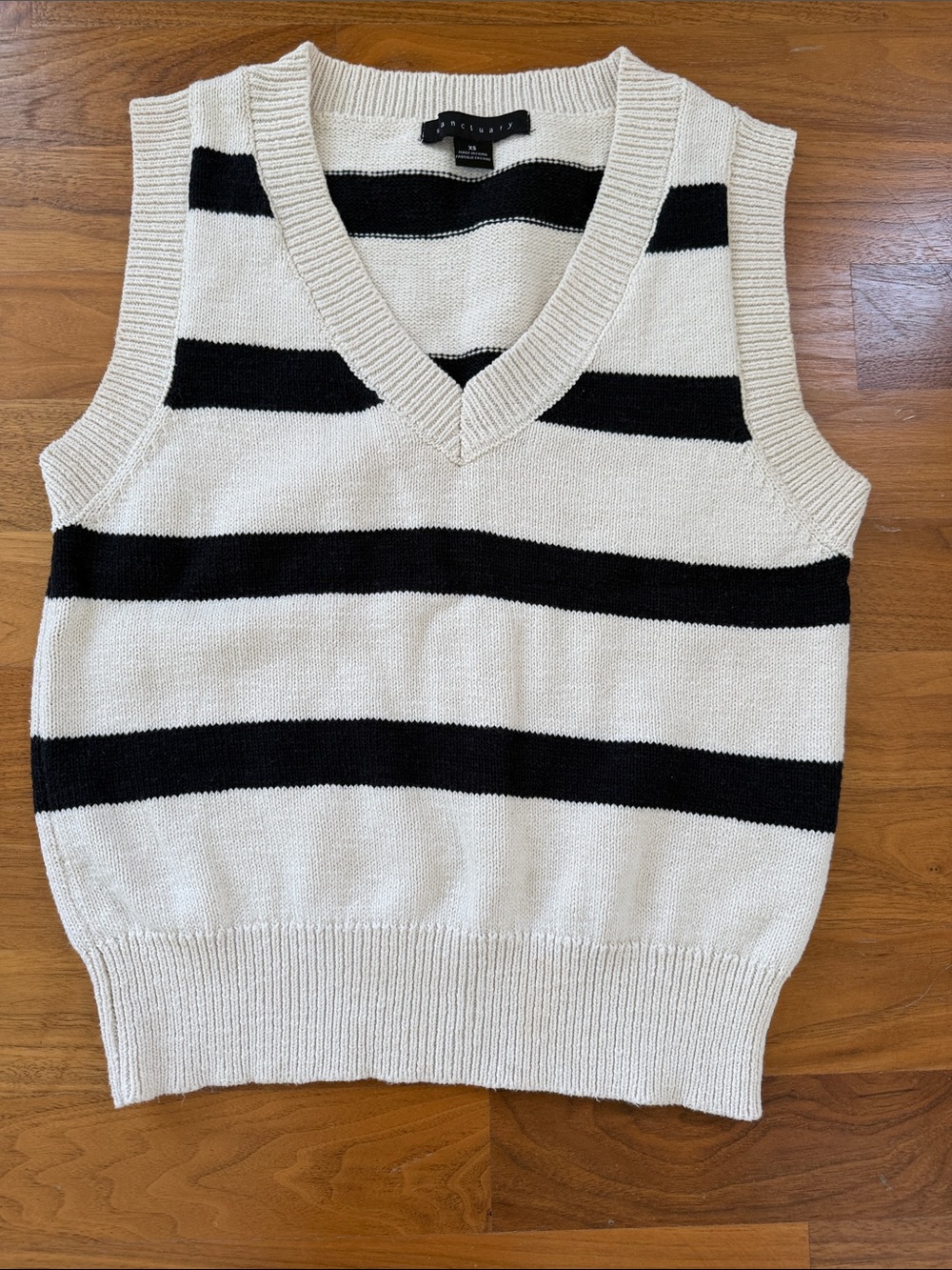 Sanctuary Cream & Black Striped V-Neck Sweater Vest